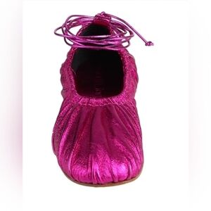 Metallic Pink Women's Lace-Up Ballet Flat